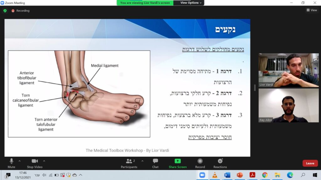 ייעוץ למאמנים - התמודדות עם פציעות באימונים - ארגז הכלים הרפואי - Consultation for trainers Medical Toolbox sports injuries